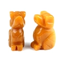 Miniature honey jade dog figurines hand-carved from natural warm yellow stone - Topaz