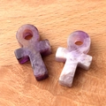 Natural amethyst Ankh cross pendants with polished purple semi-precious stone texture - Purple Crystal