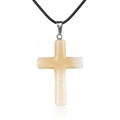 Natürlicher 40mm Achat-Kristall Kreuz-Anhänger an schwarzer Kordel für Damen - Achat