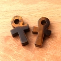Handcrafted natural tiger eye stone Ankh cross pendant with brown wooden texture - Tiger's Eye