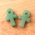 Anhänger aus grünem Aventurinstein, Ankh-Kreuz mit ägyptischem Lebenssymbol und Matte - Grüner Aventurin