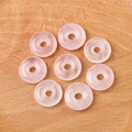 Flat round natural rose quartz donut pendants with smooth polished finish and icy textures - Rose Quartz