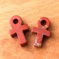 Ankh-Kreuz Anhänger aus rotem Jaspis-Stein mit natürlicher Textur für DIY-Schmuck - Roter Jaspis