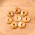 Natural yellow crystal donut beads for jewelry making, pack of 8 stone pendants - Topaz