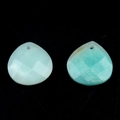 Amazonite heart-shaped faceted gemstone beads with pre-drilled holes for jewelry DIY - Amazonite