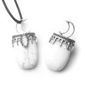 Witte turkoois maansteen hanger met vintage zilveren zon en maan inleg van legering - Wit Turkoois (Met Koord)