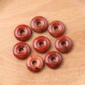 Polished red jasper stone donuts for DIY jewelry making, set of 8 circular pendants - Red Jasper