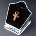 Halsketting met bruine tijgeroog steen Ankh hanger en donker gevlochten koord - Tijgeroog