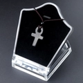 Ankh levenssymbool ketting met zwarte matte stenen hanger en gevlochten koord - Obsidiaan
