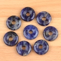 Natural sodalite stone donut pendants with unique blue and white mineral textures - Blue Sodalite