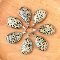 Colgantes de piedra moteada en forma de gota con bordes de metal plateado set de 7 - Piedra Dálmata (Colgante Solo (Sin Cadena))