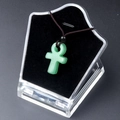 Groene aventurijn Ankh-kruis hanger met bruine gevlochten koord voor dames en heren - Groene Aventurijn