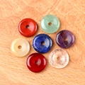 Set of 7 natural crystal donut pendants featuring amethyst, lapis lazuli and jasper - Large Donut Style (16mm)