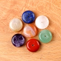 Set of seven natural crystal healing stones in donut shape for jewelry making - Bagel Style (16mm)