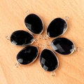 Paarse gefacetteerde edelsteen connectoren met goud vergulde dubbele lus voor DIY sieraden - Obsidiaan
