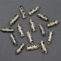 Piliers hexagonaux en jaspe dalmatien naturel poli pour la création de bijoux DIY - Jaspe Dalmatien (Sans Trou Pièce Unique) / 6x21mm