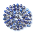 Faceted deep blue lapis lazuli rondelle beads with golden spacers for jewelry making - Lapis Lazuli