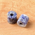 Blauw-witte natuurlijke sodaliet cilindersteen kraal met groot gat voor DIY-sieraden - Blauwe Puntsteen