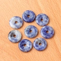 Blue and white natural stone donut pendant beads for jewelry making projects - Blue Spot Stone (Single)