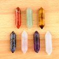 Set di 7 punte di cristallo naturale con ametista quarzo rosa e occhio di tigre lucido - Double Point Multicolor Style