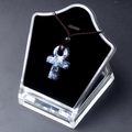 Blauwe Sodaliet Ankh Kruis hanger met Egyptische steen en rood gevlochten koord - Blauwe Puntsteen