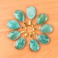 Colgantes ovales de piedra estilo turquesa con bordes dorados y cierres para collares - Amazonita