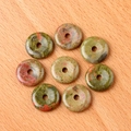 Polished unakite stone donut pendants with natural green and pink mineral patterns - Unakite (1pc)