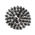 Faceted black crystal rondelle beads and gold spacer beads for DIY jewelry making - Black Agate