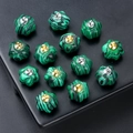 Perline a forma di zucca malachite con anelli oro e argento per creazione gioielli DIY - Malachite (Sintetica)