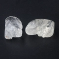 Mini carved transparent crystal bear figurines for home decor and display two piece set - White Crystal