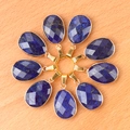 Colgante facetado de lapislázuli en forma de gota con enganche dorado para joyería - Lapislázuli