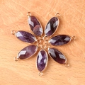 Oval purple amethyst faceted pendants with gold-plated edges for DIY jewelry making - Purple Crystal