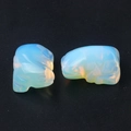 Miniature carved lizard statues made of translucent blue opal stone in pairs - Opal (Synthetic)
