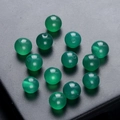 Polished translucent green agate 6mm half-drilled round beads for DIY jewelry making - Single Piece (6mm) / Green Agate
