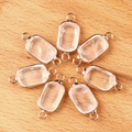 Light pink crystal rectangle connector with rose gold plating for DIY jewelry - Clear Quartz (1pc)