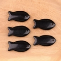 5er-Set schwarze Achat-Anhänger in Fischform für DIY-Schmuck und Schlüsselanhänger - Obsidian (Einzelne Perle)