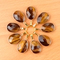 Set de 8 colgantes de ojo de tigre facetado en forma de gota con enganches dorados para DIY - Ojo de tigre