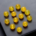 Set of 12 translucent yellow agate semi-hole beads for DIY earring jewelry making - Single Piece (6mm) / Agate