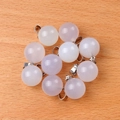 Pendentifs boules en cristal naturel de 14mm en teintes lavande et blanc doux - Agate Blanche (Pendentif Seul)
