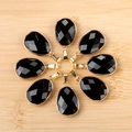 Set de 8 colgantes de gota facetados negros con borde dorado para collares de bricolaje - Obsidiana
