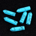 Lot de six piliers hexagonaux en pierre bleu clair avec veinures noires marbrées - Turquoise Bleue Synthétique (Sans Trou Pièce Unique) / 6x21mm