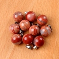 Pendentifs boules en jaspe rouge naturel 14mm avec fermoirs en argent sur bois - Jaspe Rouge (Pendentif Seul)