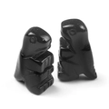 Pair of mini black obsidian dinosaur figurines with polished finish and smooth texture - Obsidian (1pc)
