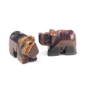 Tiger's eye stone rhinoceros animal figurines with polished brown stripes decor - Tiger's Eye