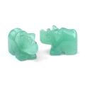 Miniature green aventurine rhino stone carving figurines for home decor set of two - Green Aventurine