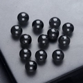 Deep black natural agate semi-drilled round beads 6mm for DIY jewelry making - Single Piece (6mm) / Black Agate