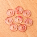 Pink strawberry crystal donut beads set of 8 for DIY jewelry making accessories - Synthetic Watermelon Red (1 Piece)