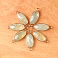Light green oval crystal faceted stone pendant with gold trim for DIY jewelry making - Prehnite