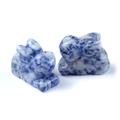 Natural blue sodalite crystal rabbit figurines with unique white marbled stone texture - Blue Spot Stone