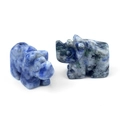 Set of two hand-carved blue sodalite rhinoceros figurines with natural stone patterns - Blue Spot Stone